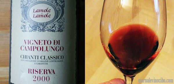 lamole di lamole vigneto campolungo chianti classico 2000 bicchiere