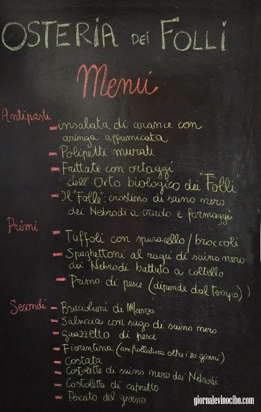 osteria dei folli menu giornalevinocibo